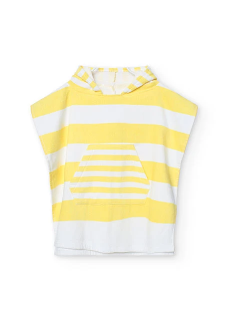 Serviette à capuche pour bébé avec rayures jaunes et blanches