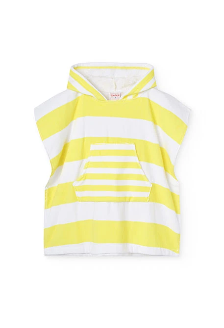 Baby hooded towel with yellow and white stripes
