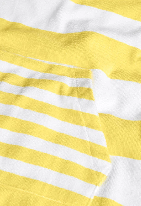 Serviette à capuche pour bébé avec rayures jaunes et blanches