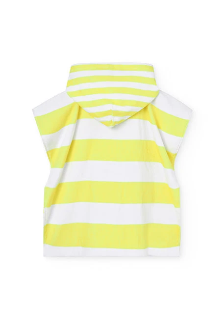 Baby hooded towel with yellow and white stripes
