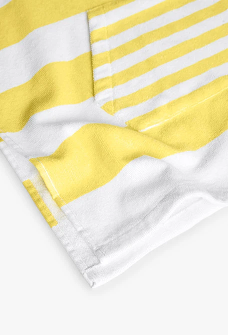 Serviette à capuche pour bébé avec rayures jaunes et blanches