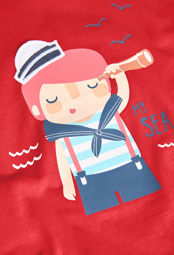 Strick-T-Shirt für Babyjungen in Rot.