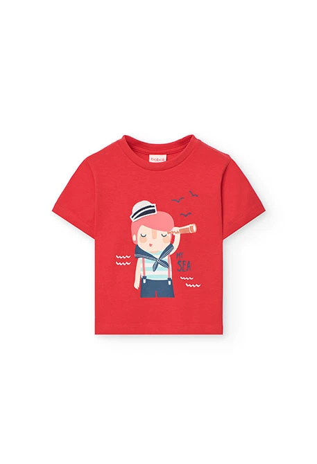 Maglietta in maglia per neonato di colore rosso
