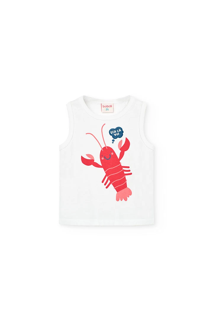 Baby boy knitted tank top in white