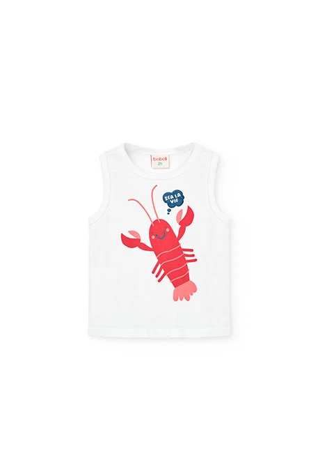 Strick-Trägershirt für Baby Jungen in Weiß.