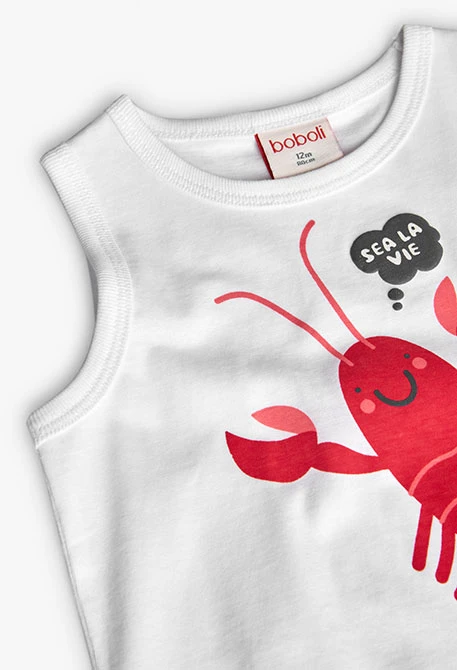 Canottiera in maglia per neonato di colore bianco