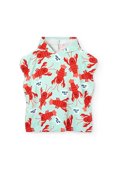 Toalha com capuz de bebé com estampado de lagostas