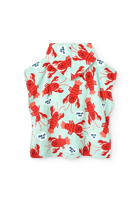Toalha com capuz de bebé com estampado de lagostas