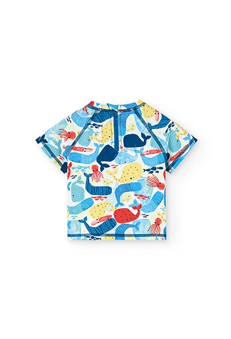 T-shirt in poliammide per bambino con stampe di animali marini