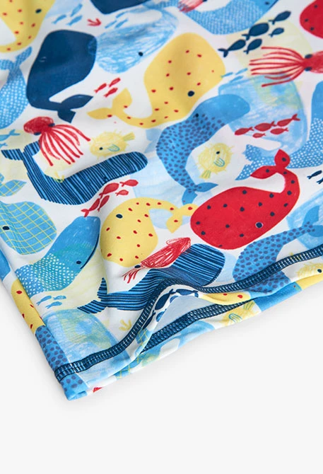 T-shirt in poliammide per bambino con stampe di animali marini
