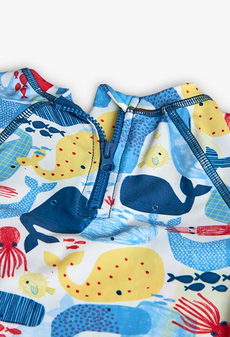 T-shirt in poliammide per bambino con stampe di animali marini
