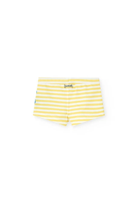 Maillot de bain en tricot pour bébé garçon à rayures blanches et jaunes