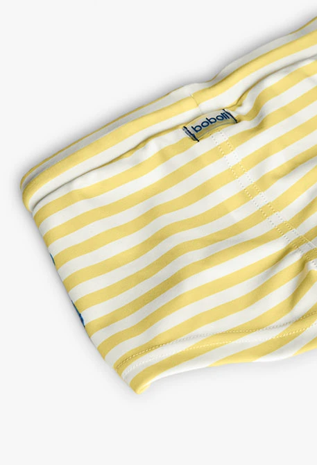 Maillot de bain en tricot pour bébé garçon à rayures blanches et jaunes