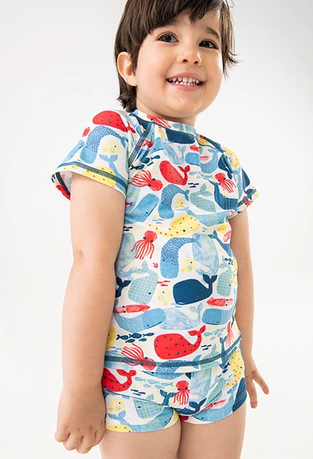 Maillot de bain en polyamide pour bébé garçon avec motif d\'animaux marins