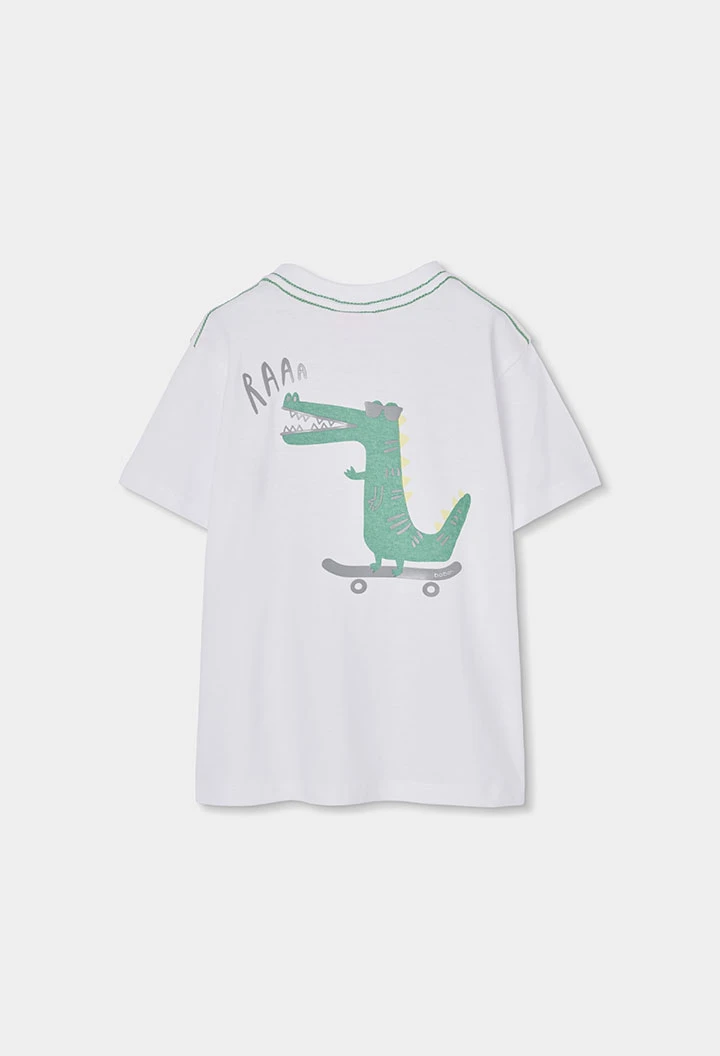 T-shirt enfant coton blanc crocodile