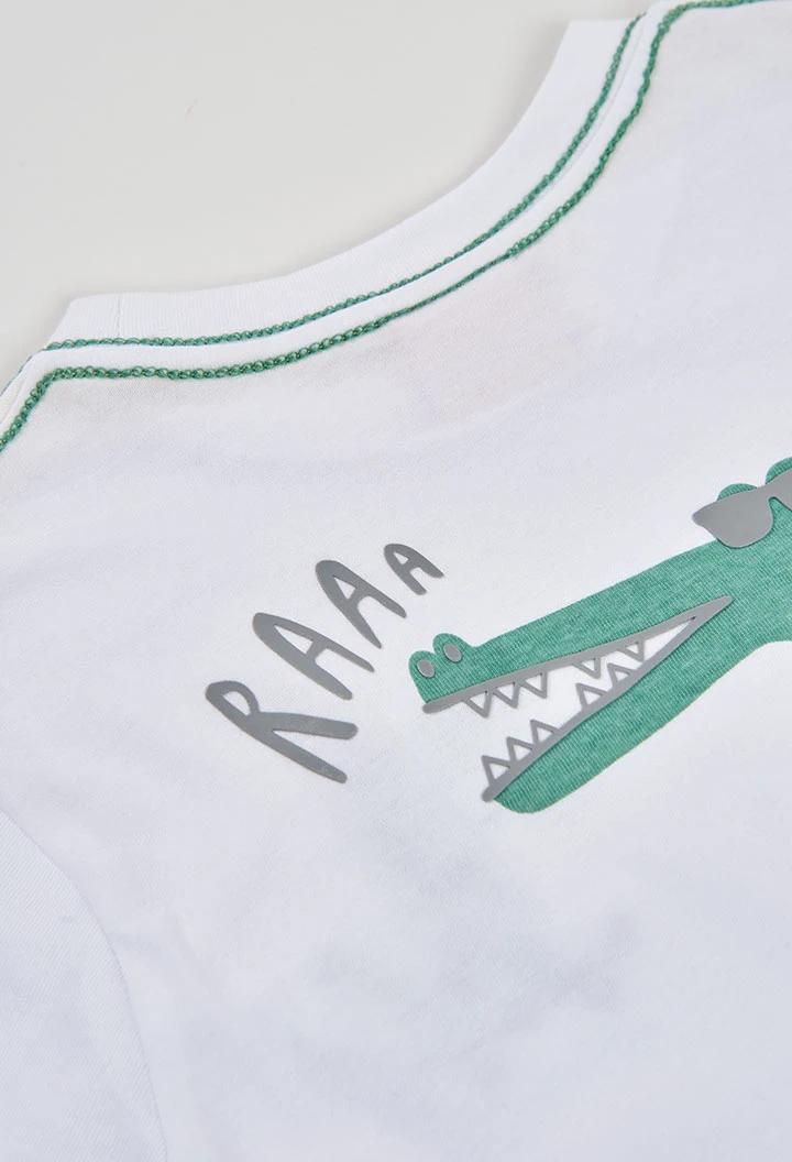 Camiseta niño algodón blanco cocodrilo