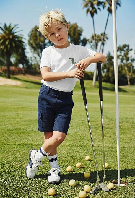Camiseta niño algodón blanco cocodrilo