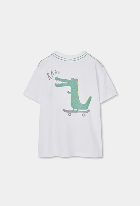 T-shirt enfant coton blanc crocodile