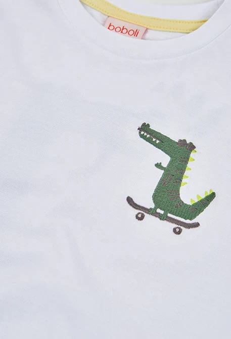 White cotton crocodile boy?s t-shirt