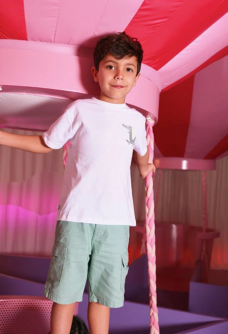 Camiseta niño algodón blanco cocodrilo