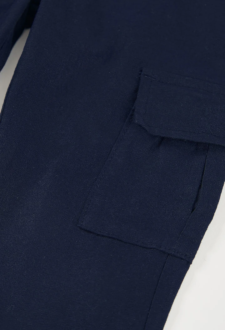 Pantalón niño lino azul marino