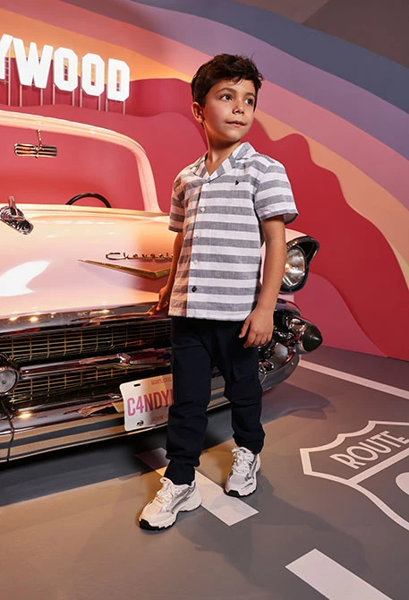 Navy blue linen trousers for boy