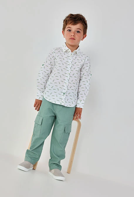 Pantalón niño lino verde