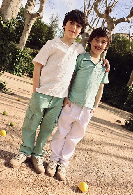 Pantalón niño lino verde