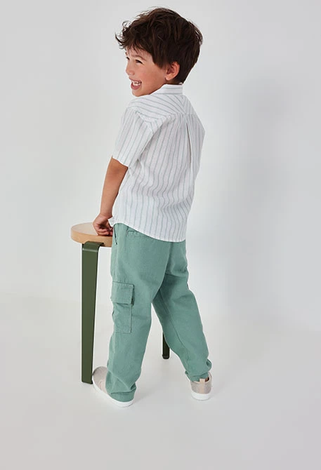 Lange Hose Kind Leinen Grün