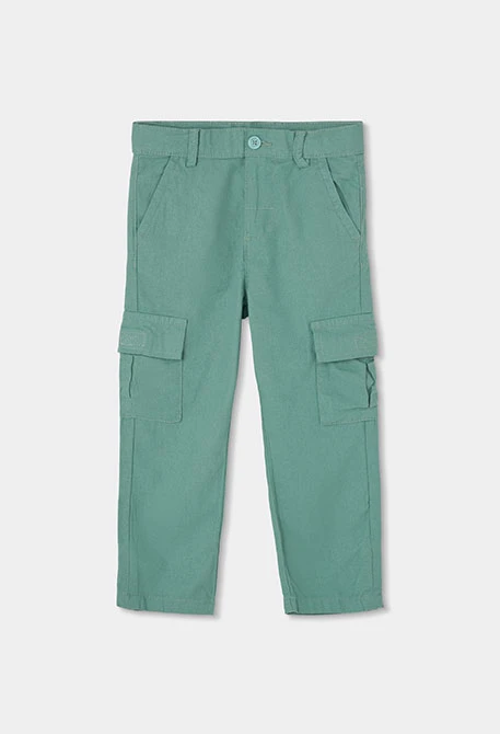 Calças de linho verde para menino