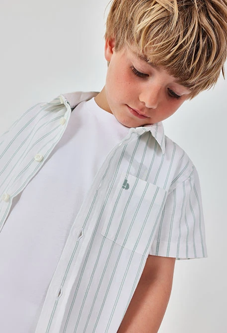 Camicia bambino di lino a righe