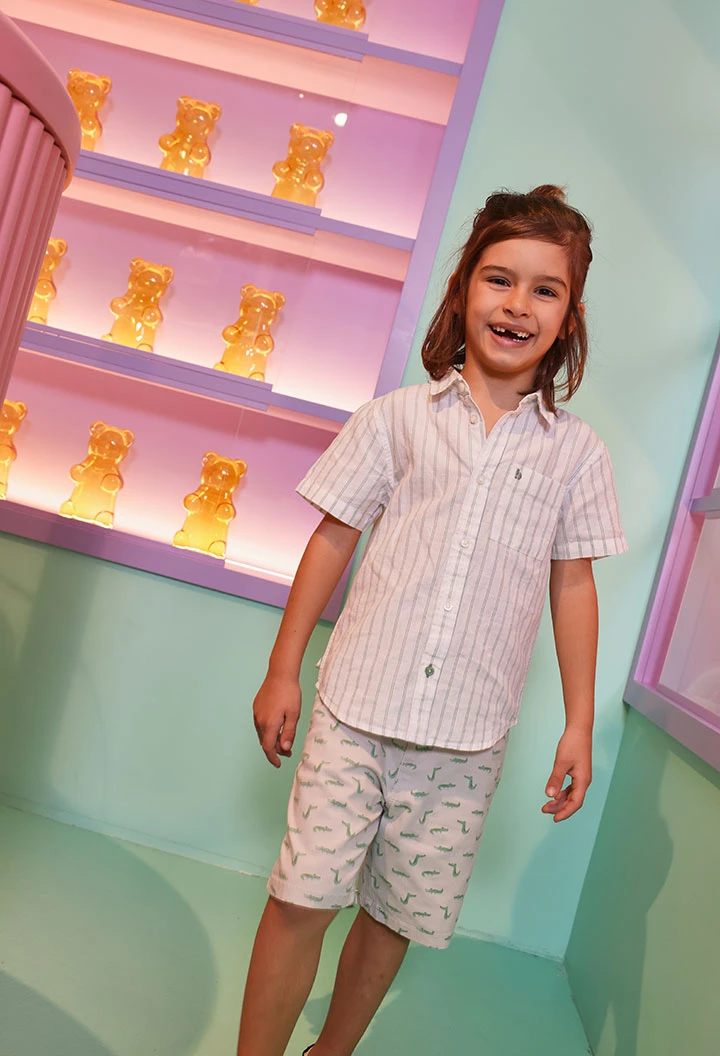 Bermudas de algodão estampado