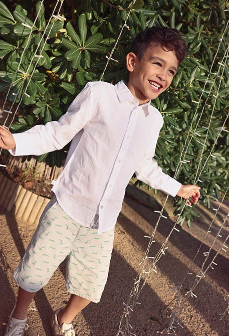 Printed cotton bermuda shorts