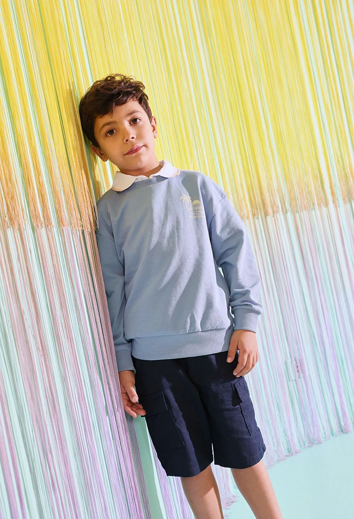 Bermudas lino azul marino