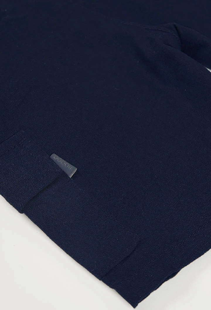 Navy blue linen bermuda shorts