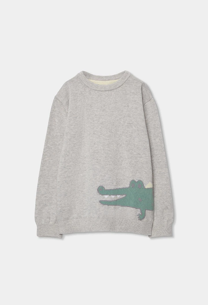 Camisola criança algodão cinza crocodilo