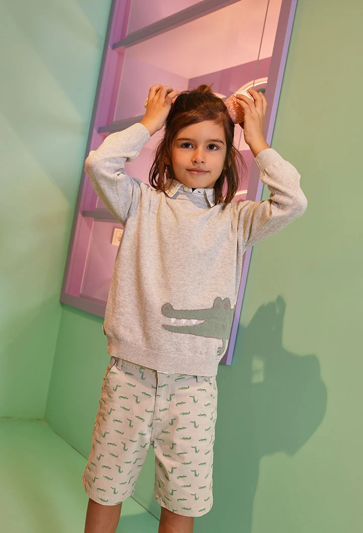 Jersey niño algodón gris cocodrilo