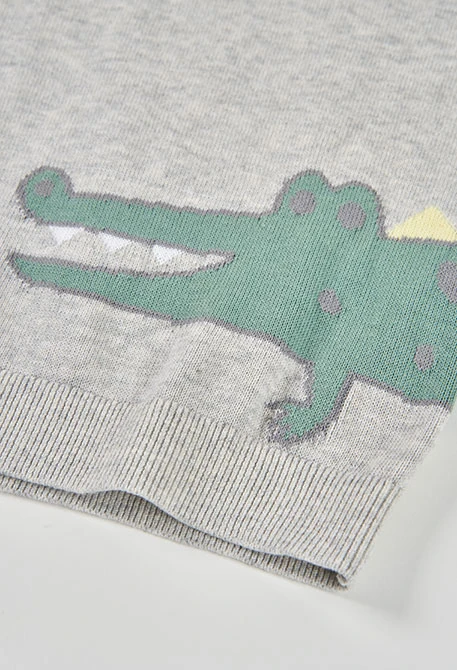 Maglia bambino cotone grigia coccodrillo