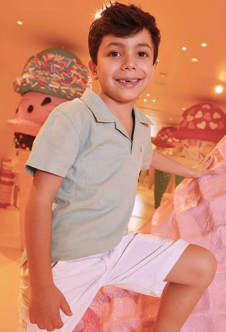 Polo enfant lin vert