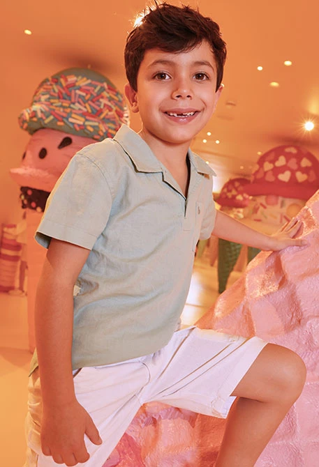 Polo enfant lin vert