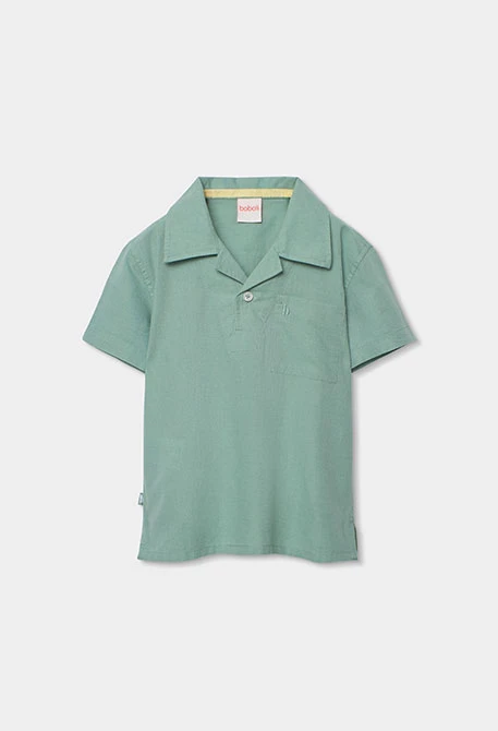 Green linen polo for boy