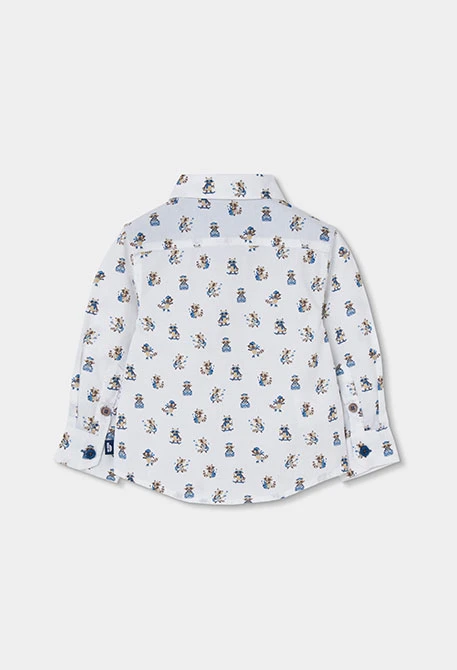 Camisa popelim menino branca estampado guaxinins