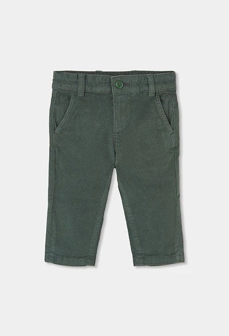 Boy\'s green micro-corduroy trousers