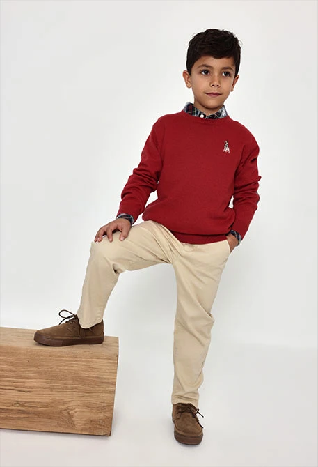 Pantalone in microvelluto bambino beige