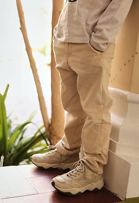 Pantalone in microvelluto bambino beige