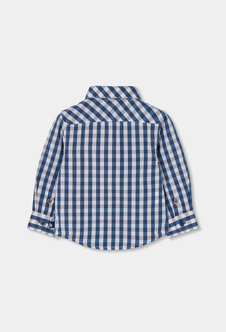 Camicia popeline a quadri blu bambino