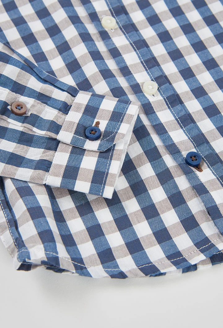 Camisa popelí quadres blau nen