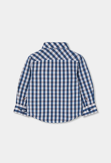 Camisa popelina xadrez azul menino