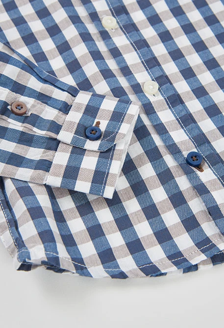 Blue checked poplin shirt boy
