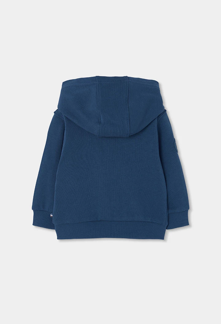 Jaqueta felpa menino azul bordado guaxinim